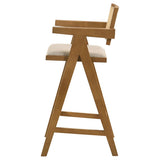 Kane Woven Rattan Wood Bar Chair Light Walnut (Set of 2) | Brown | Light Walnut | 182677