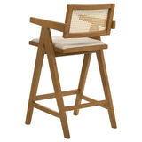 Kane Woven Rattan Wood Bar Chair Light Walnut (Set of 2) | Brown | Light Walnut | 182677