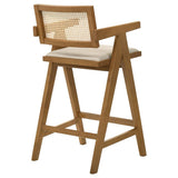Kane Woven Rattan Wood Bar Chair Light Walnut (Set of 2) | Brown | Light Walnut | 182677