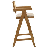 Kane Woven Rattan Wood Bar Chair Light Walnut (Set of 2) | Brown | Light Walnut | 182677