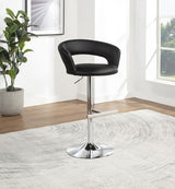 Travia Adjustable Leatherette Swivel Bar Stool Black and Chrome | King | Black | 182718BLK