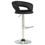 Travia Adjustable Leatherette Swivel Bar Stool Black and Chrome | King | Black | 182718BLK