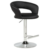 Travia Adjustable Leatherette Swivel Bar Stool Black and Chrome | King | Black | 182718BLK