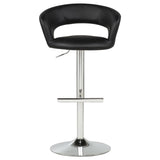 Travia Adjustable Leatherette Swivel Bar Stool Black and Chrome | King | Black | 182718BLK