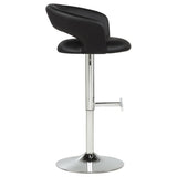 Travia Adjustable Leatherette Swivel Bar Stool Black and Chrome | King | Black | 182718BLK