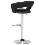 Travia Adjustable Leatherette Swivel Bar Stool Black and Chrome | King | Black | 182718BLK
