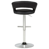 Travia Adjustable Leatherette Swivel Bar Stool Black and Chrome | King | Black | 182718BLK