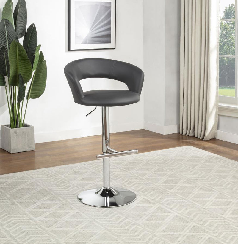 Travia Adjustable Leatherette Swivel Bar Stool Grey and Chrome