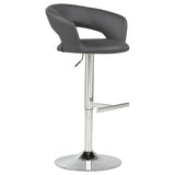 Travia Adjustable Leatherette Swivel Bar Stool Grey and Chrome | King | Grey | 182718GRY