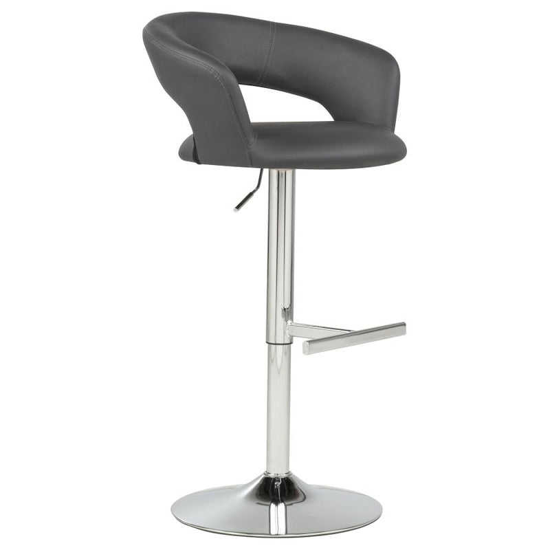 Travia Adjustable Leatherette Swivel Bar Stool Grey and Chrome