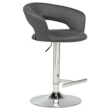 Travia Adjustable Leatherette Swivel Bar Stool Grey and Chrome | King | Grey | 182718GRY