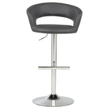 Travia Adjustable Leatherette Swivel Bar Stool Grey and Chrome | King | Grey | 182718GRY