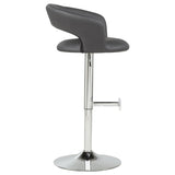 Travia Adjustable Leatherette Swivel Bar Stool Grey and Chrome | King | Grey | 182718GRY