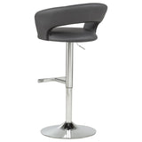 Travia Adjustable Leatherette Swivel Bar Stool Grey and Chrome | King | Grey | 182718GRY