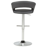 Travia Adjustable Leatherette Swivel Bar Stool Grey and Chrome | King | Grey | 182718GRY