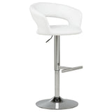 Travia Adjustable Leatherette Swivel Bar Stool White and Chrome | King | White | 182718WHT