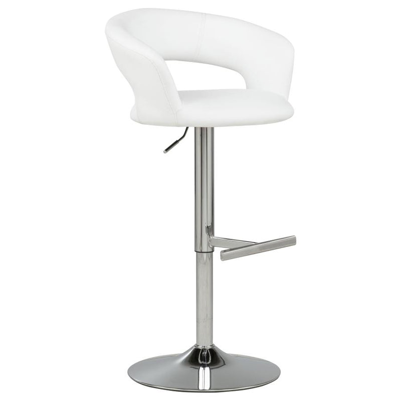 Travia Adjustable Leatherette Swivel Bar Stool White and Chrome