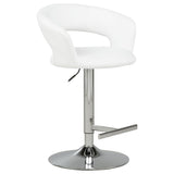 Travia Adjustable Leatherette Swivel Bar Stool White and Chrome | King | White | 182718WHT