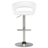 Travia Adjustable Leatherette Swivel Bar Stool White and Chrome | King | White | 182718WHT