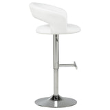 Travia Adjustable Leatherette Swivel Bar Stool White and Chrome | King | White | 182718WHT