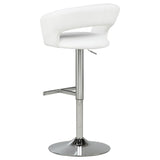Travia Adjustable Leatherette Swivel Bar Stool White and Chrome | King | White | 182718WHT