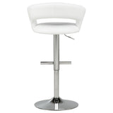 Travia Adjustable Leatherette Swivel Bar Stool White and Chrome | King | White | 182718WHT