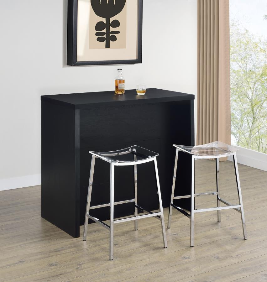 Topanga Engineered Wood Freestanding Home Bar Black | Black | 182784