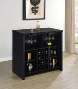 Topanga Engineered Wood Freestanding Home Bar Black | Black | 182784