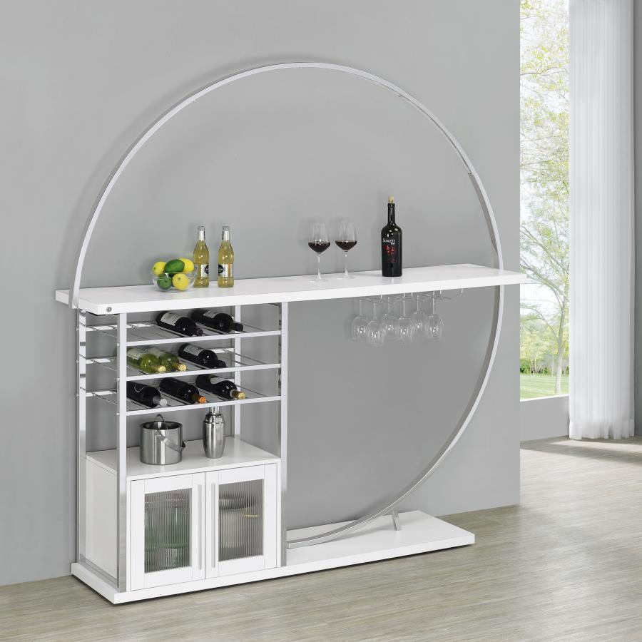 Risley 2-door Circular LED Wine Cabinet White High Gloss | White | 182798