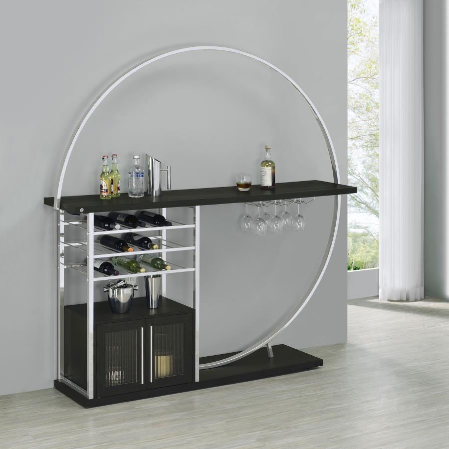 Risley 2-door Circular LED Wine Cabinet Dark Charcoal | Black | Dark Charcoal | 182799