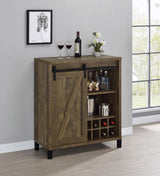Arlington Sliding Door Home Bar Wine Cabinet Rustic Oak | Brown | Rustic Oak | 182852
