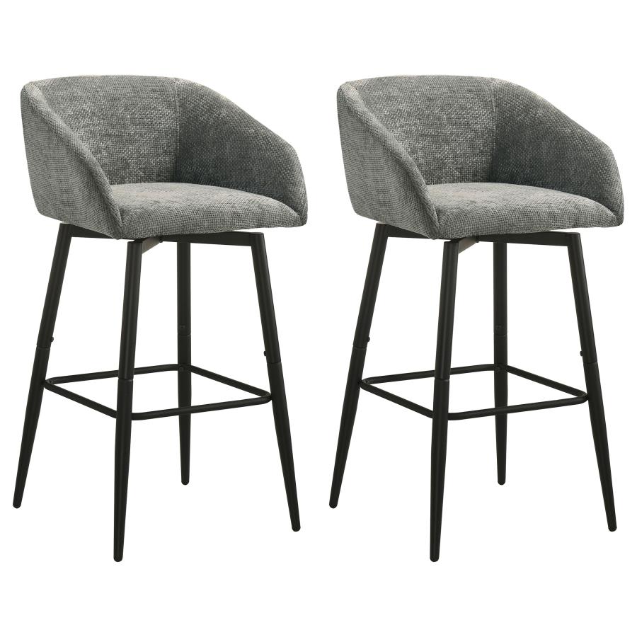 Rainer Fabric Upholstered Swivel Bar Chair Charcoal (Set of 2) | Grey | Charcoal | 182865CHR