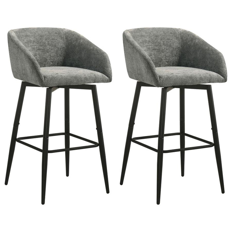 Rainer Fabric Upholstered Swivel Bar Chair Charcoal (Set of 2)