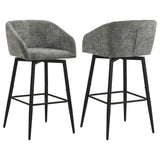 Rainer Fabric Upholstered Swivel Bar Chair Charcoal (Set of 2) | Grey | Charcoal / Matte Black | 182865CHR