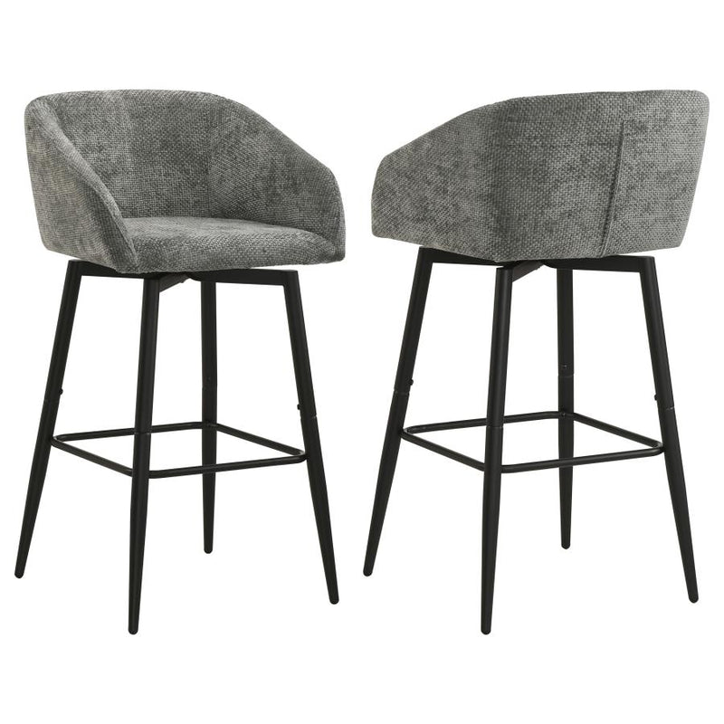 Rainer Fabric Upholstered Swivel Bar Chair Charcoal (Set of 2)