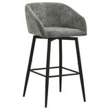 Rainer Fabric Upholstered Swivel Bar Chair Charcoal (Set of 2) | Grey | Charcoal / Matte Black | 182865CHR