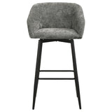 Rainer Fabric Upholstered Swivel Bar Chair Charcoal (Set of 2) | Grey | Charcoal / Matte Black | 182865CHR