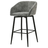Rainer Fabric Upholstered Swivel Bar Chair Charcoal (Set of 2) | Grey | Charcoal / Matte Black | 182865CHR