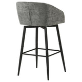 Rainer Fabric Upholstered Swivel Bar Chair Charcoal (Set of 2) | Grey | Charcoal / Matte Black | 182865CHR