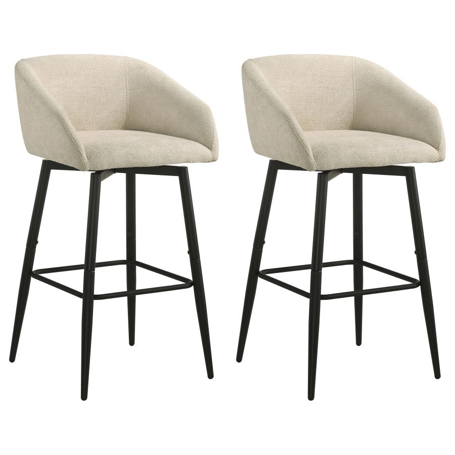 Rainer Fabric Upholstered Swivel Bar Chair Cream (Set of 2) | Beige | Cream | 182865CRM