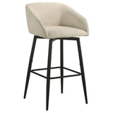 Rainer Fabric Upholstered Swivel Bar Chair Cream (Set of 2) | Ivory | Cream / Matte Black | 182865CRM