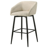 Rainer Fabric Upholstered Swivel Bar Chair Cream (Set of 2) | Ivory | Cream / Matte Black | 182865CRM