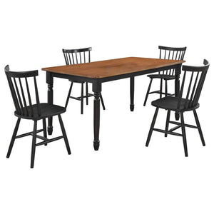 Hollyoak 5-piece Rectangular Dining Set Walnut and Black