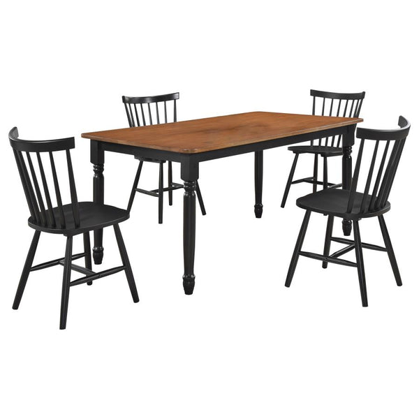 Hollyoak 5-piece Rectangular Dining Set Walnut and Black