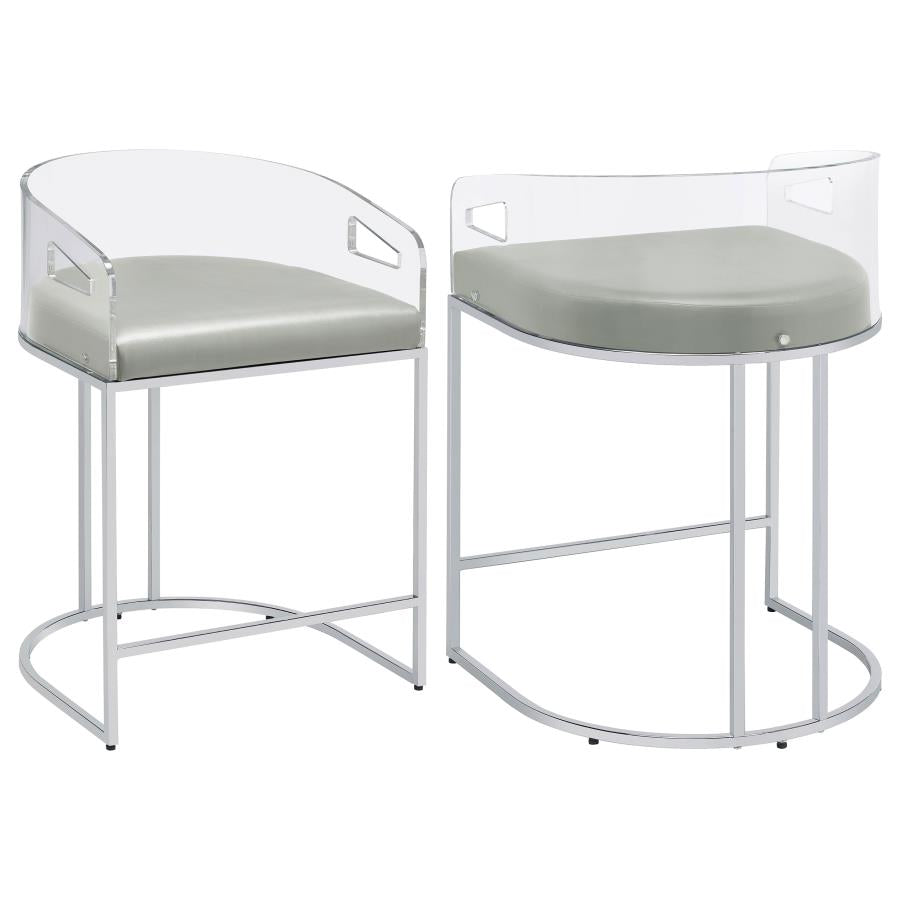 Thermosolis Clear Acrylic Counter Chair Chrome (Set of 2) | King | Grey | 183405