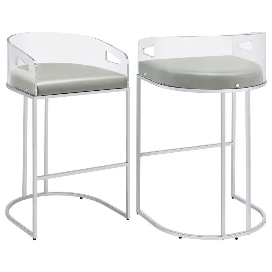 Thermosolis Clear Acrylic Bar Chair Chrome (Set of 2) | King | Grey | 183406