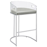 Thermosolis Clear Acrylic Bar Chair Chrome (Set of 2) | King | Grey | 183406