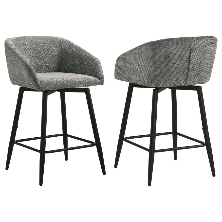 Rainer Fabric Upholstered Swivel Counter Height Chair Charcoal (Set of 2) | Grey | Charcoal / Matte Black | 190139CHR