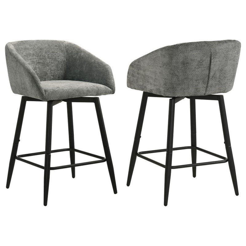 Rainer Fabric Upholstered Swivel Counter Height Chair Charcoal (Set of 2)