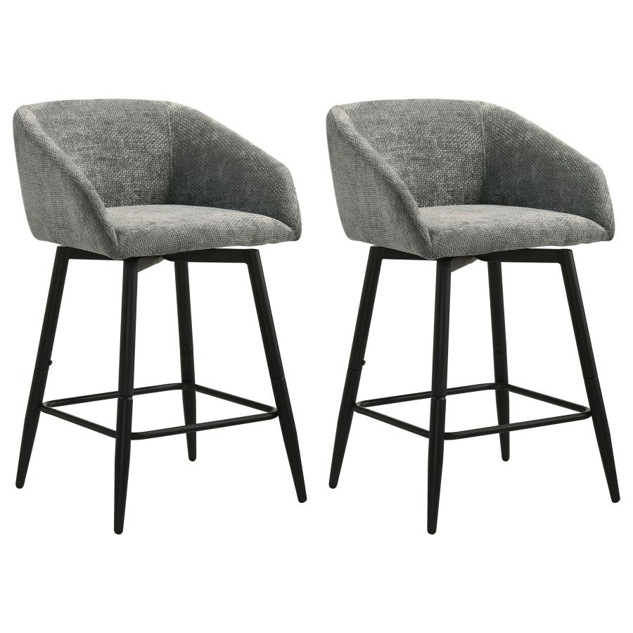 Rainer Fabric Upholstered Swivel Counter Height Chair Charcoal (Set of 2) | Grey | Charcoal | 190139CHR